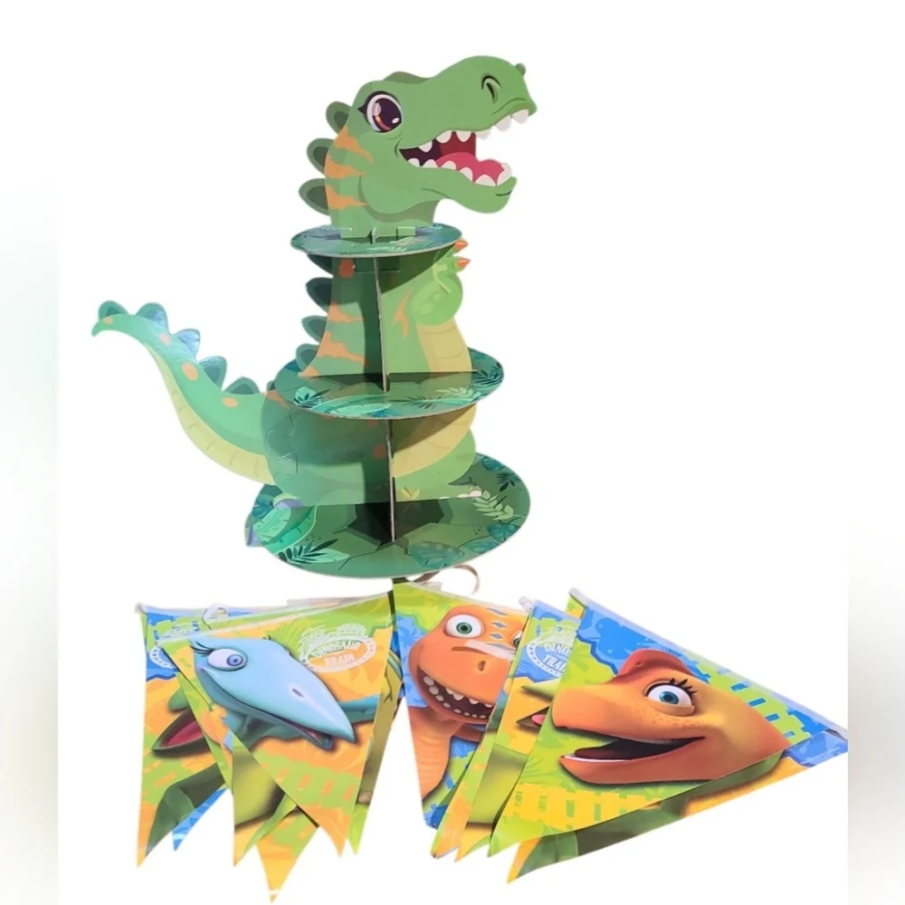 Dinosaur Cupcake Tower & Dinosaur Train Banner